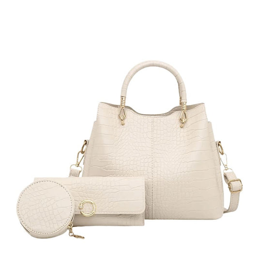 Bolsa de Ombro Feminina mais Carteira e Porta Moedas cor branca