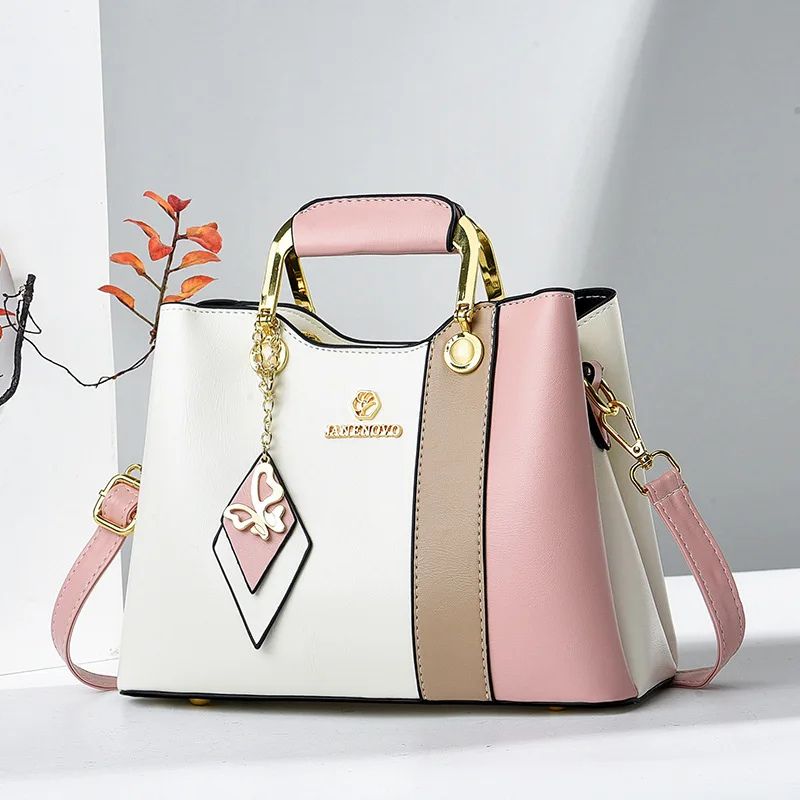 bolsa feminina branca rosa