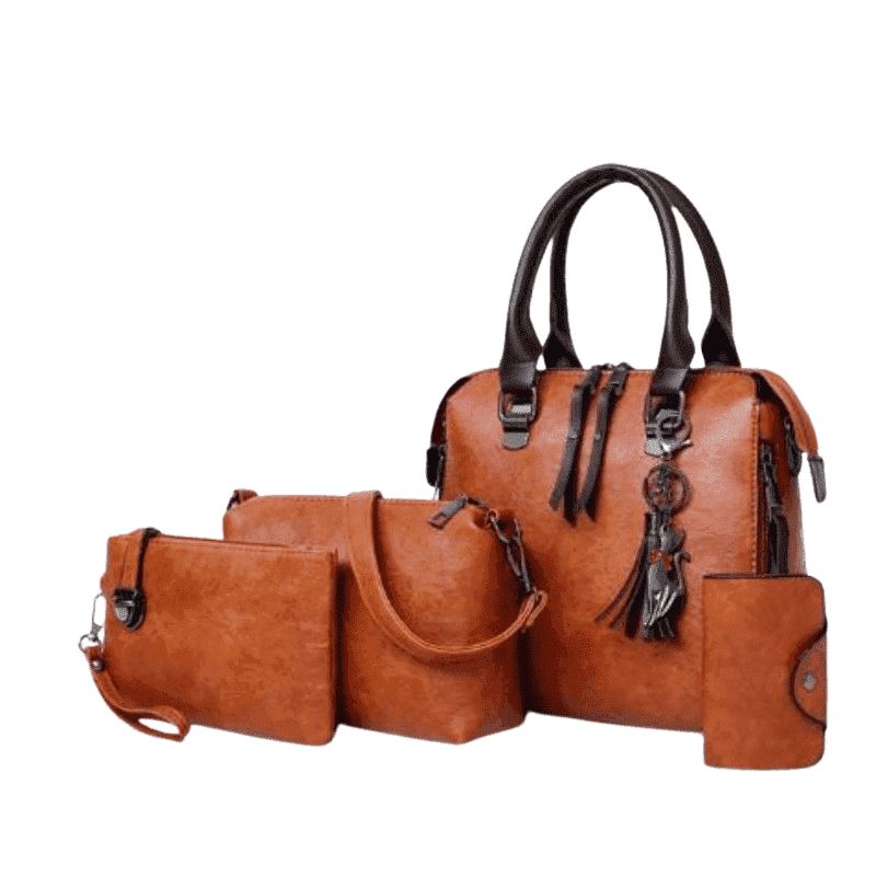 kit bolsa feminina marrom 4 peças