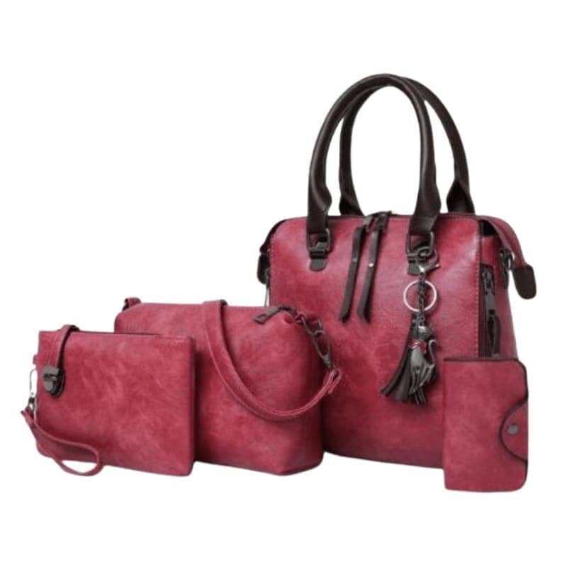 kit bolsa feminina roxa 4 peças