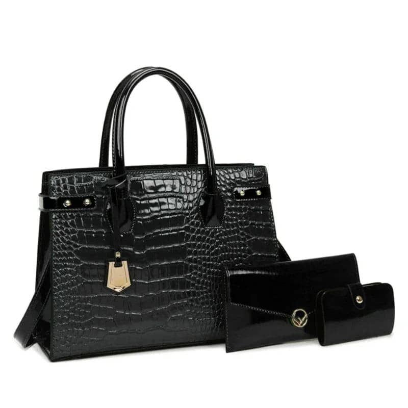 Bolsa 002 - Kit Bolsa Feminina Jade TecleOfertas Preta