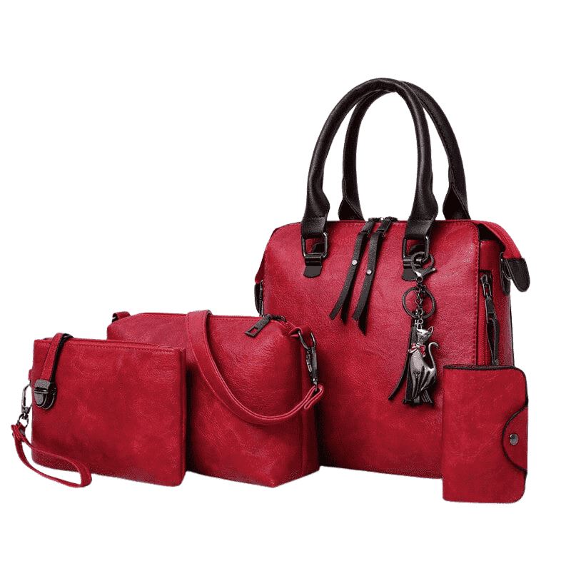 kit bolsa feminina vermelha 4 peças