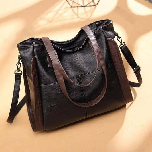 bolsa 001 - Bolsa de Couro Sintético Tiracolo Feminina Grande Soraya TecleOfertas Preta 38x15x32cm 