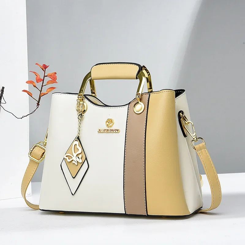 bolsa feminina branca amarela