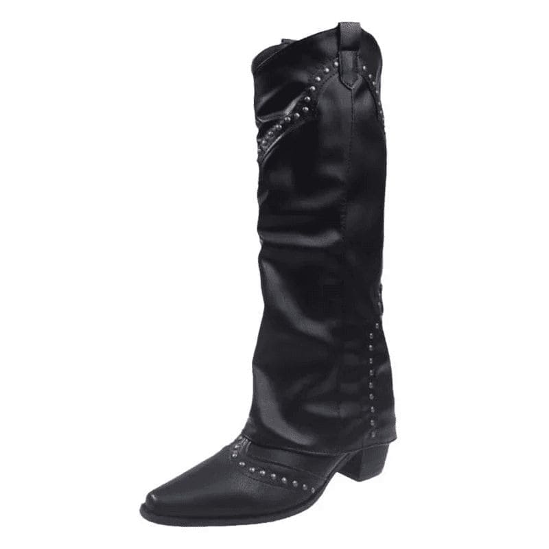 bota estilo western com rebites