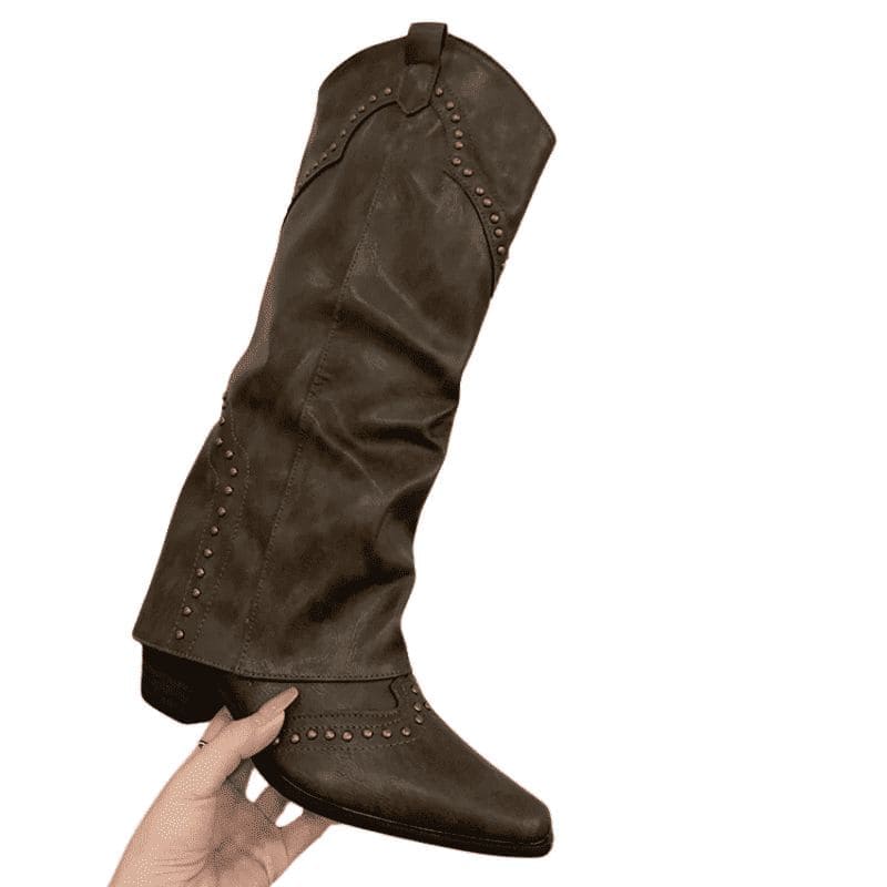 bota feminina estilo western com rebites