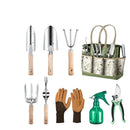conjunto de jardinagem inox 9 peças com bolsa
