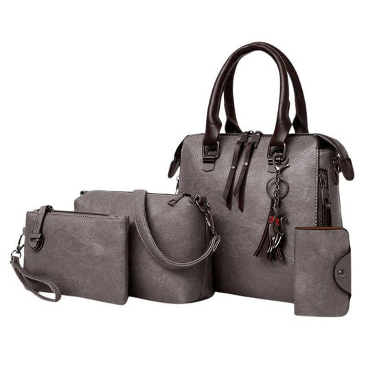 kit bolsa feminina cinza 4 peças 