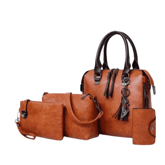 kit bolsa feminina marrom 4 peças 