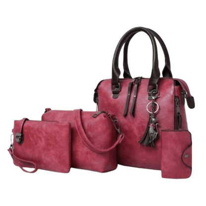 kit bolsa feminina roxa 4 peças 