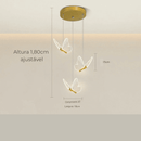 luminária pendente três borboletas led